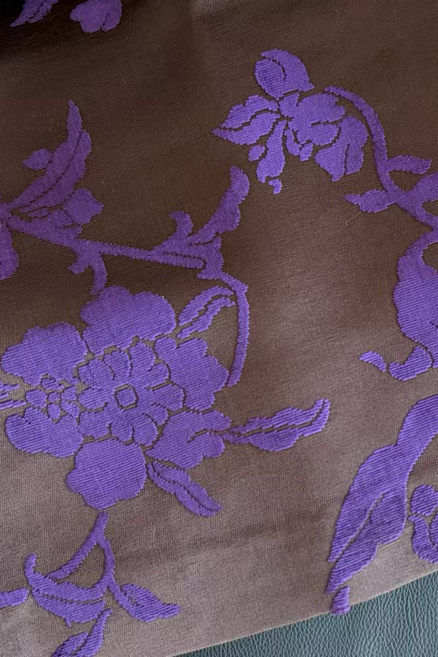 Dark Purple Zhangzhou Velvet Satin Vest – Velvet Trim, Peony Branch Motif, Stand Collar